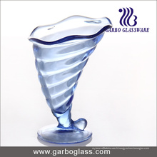 Coupe en verre à la crème glacée aux couleurs bleues à haute qualité